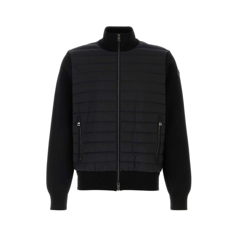 Moncler Men Black Knit And Nylon Jacket